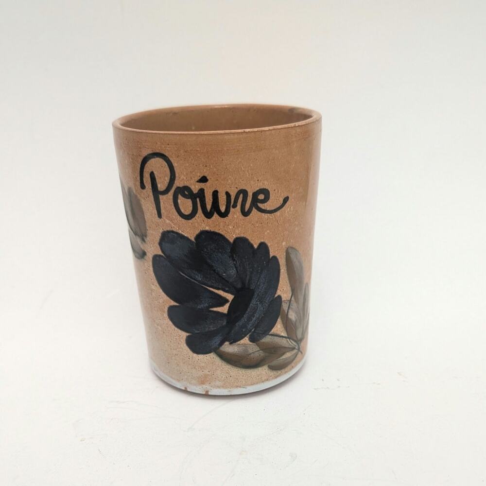 French Stoneware Poivre Jar Ceramic  Canister, Rustic French Country Vintage